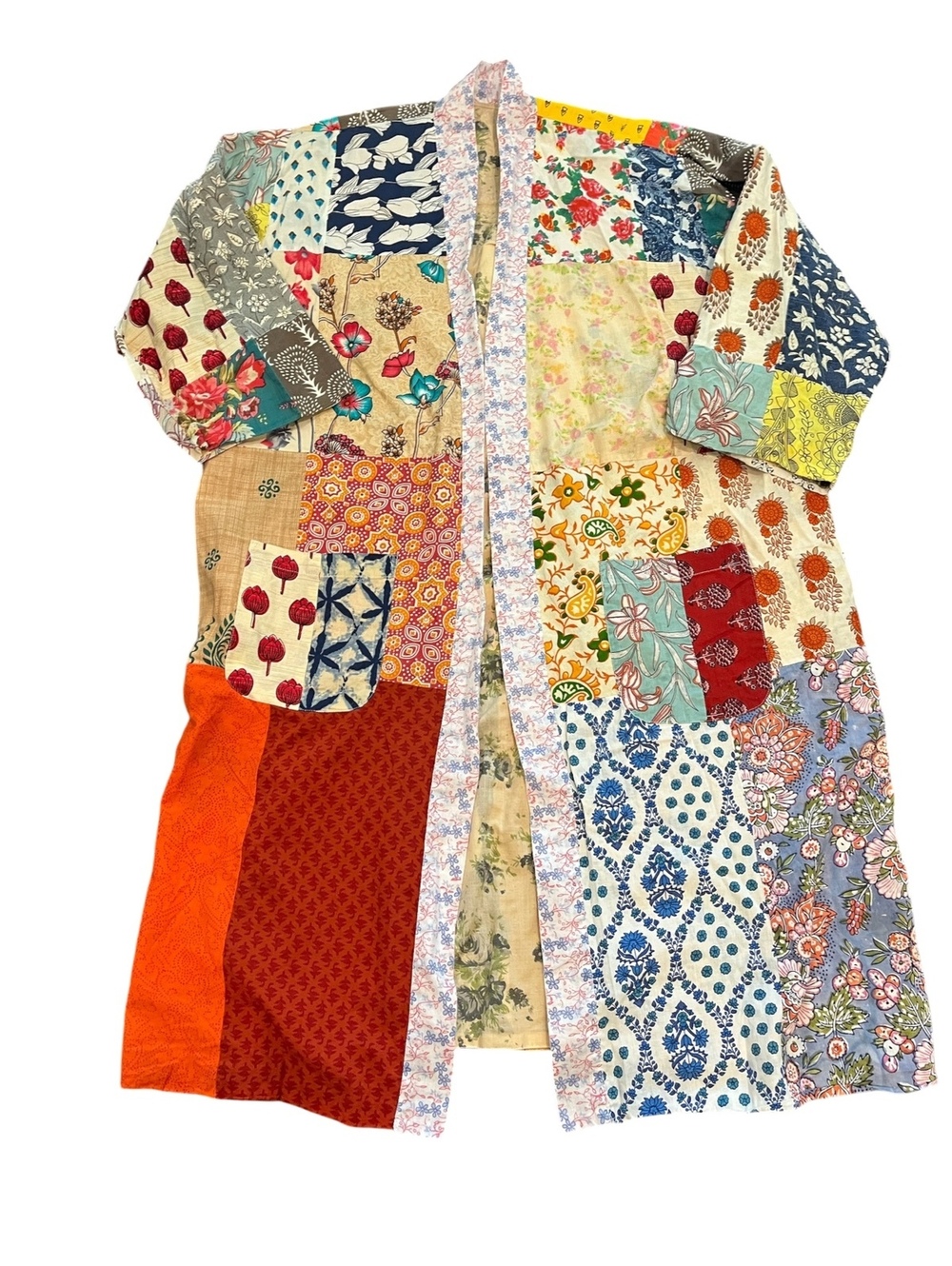 Patchwork open front duster